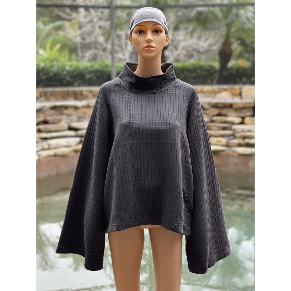 NIKE Women's Tech Pack Knit Bell Sleeve Pullover Sweatshirt, Dark Gray, L NWT
